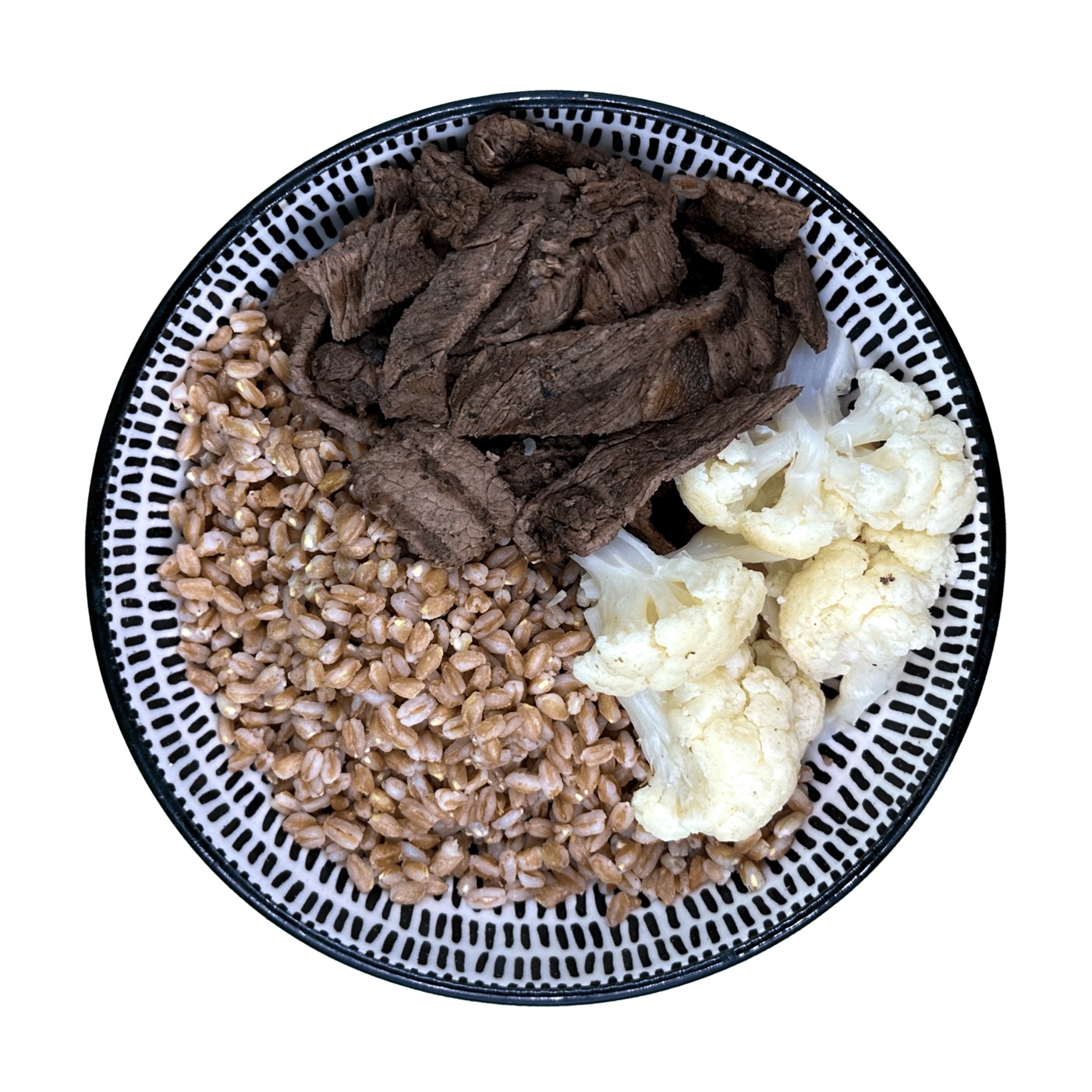 Farro con Paillard di Manzo alla Griglia e Cavolfiori